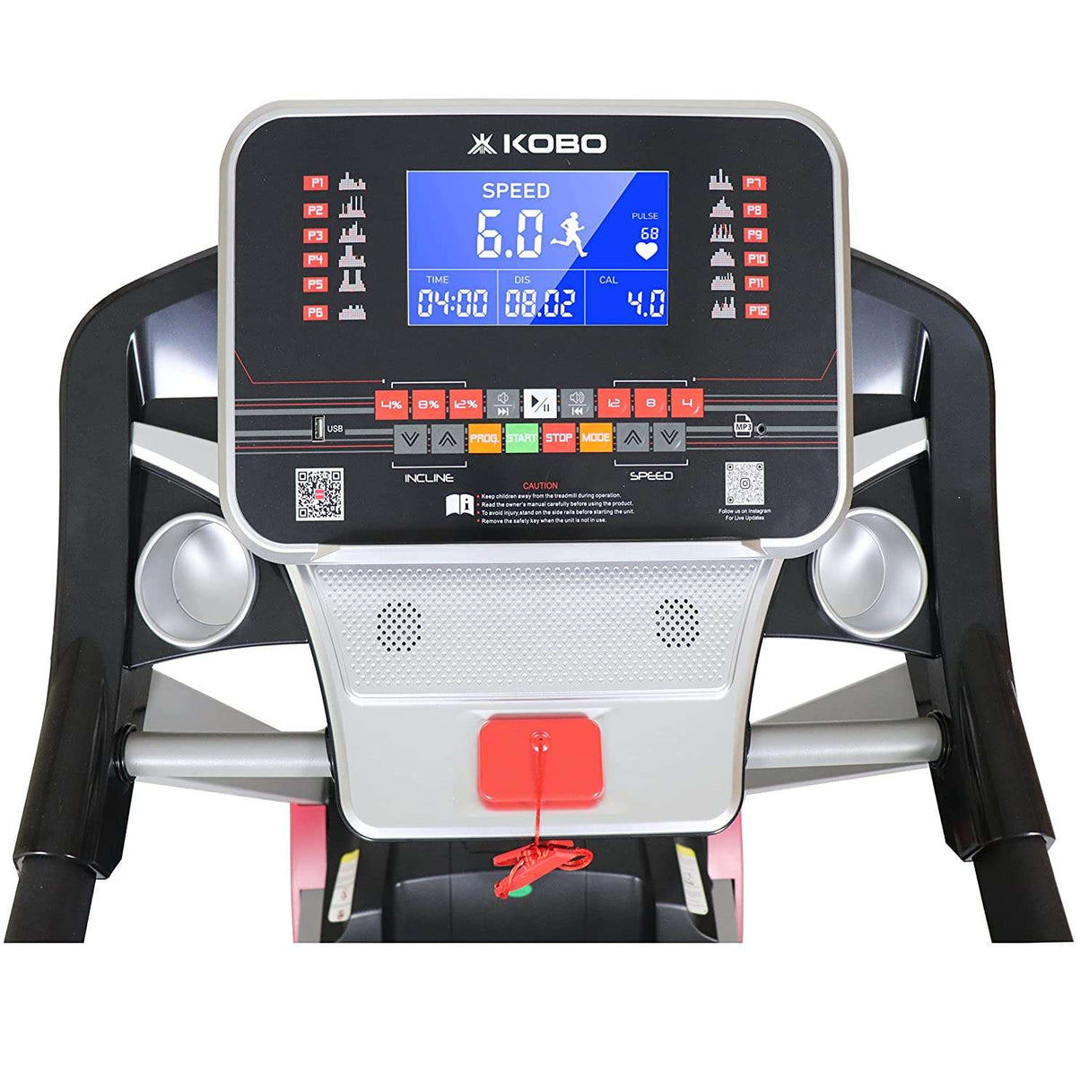 Kobo TM-319 3 HP – 6 HP Peak DC Motorised Treadmill for Home Use with Bluetooth Connectivity APP, Free Installation Assistance