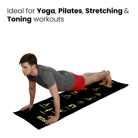 STAG GLOBAL Yoga Mantra Asana Black Mat With Strap, 4MM Thickness