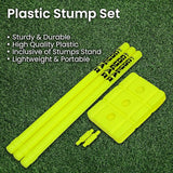 COUGAR Plastic Cricket Stumps Set - 3 Stumps 2 Bails 1 Stand  Cricket Standard Wickets for Cricket Ground, Match, Tournament Stump with Stand & Bails