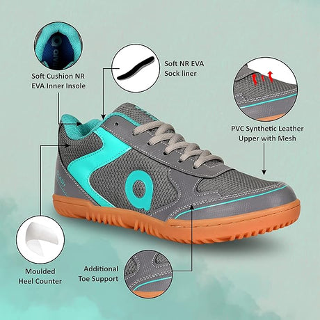 AIVIN Clash Badminton Shoes for Men, Rubber Sole with PVC Synthetic Leather Upper and mesh for Sports, Badminton, Volleyball, Squash, and Table Tennis Light Weight Shoes