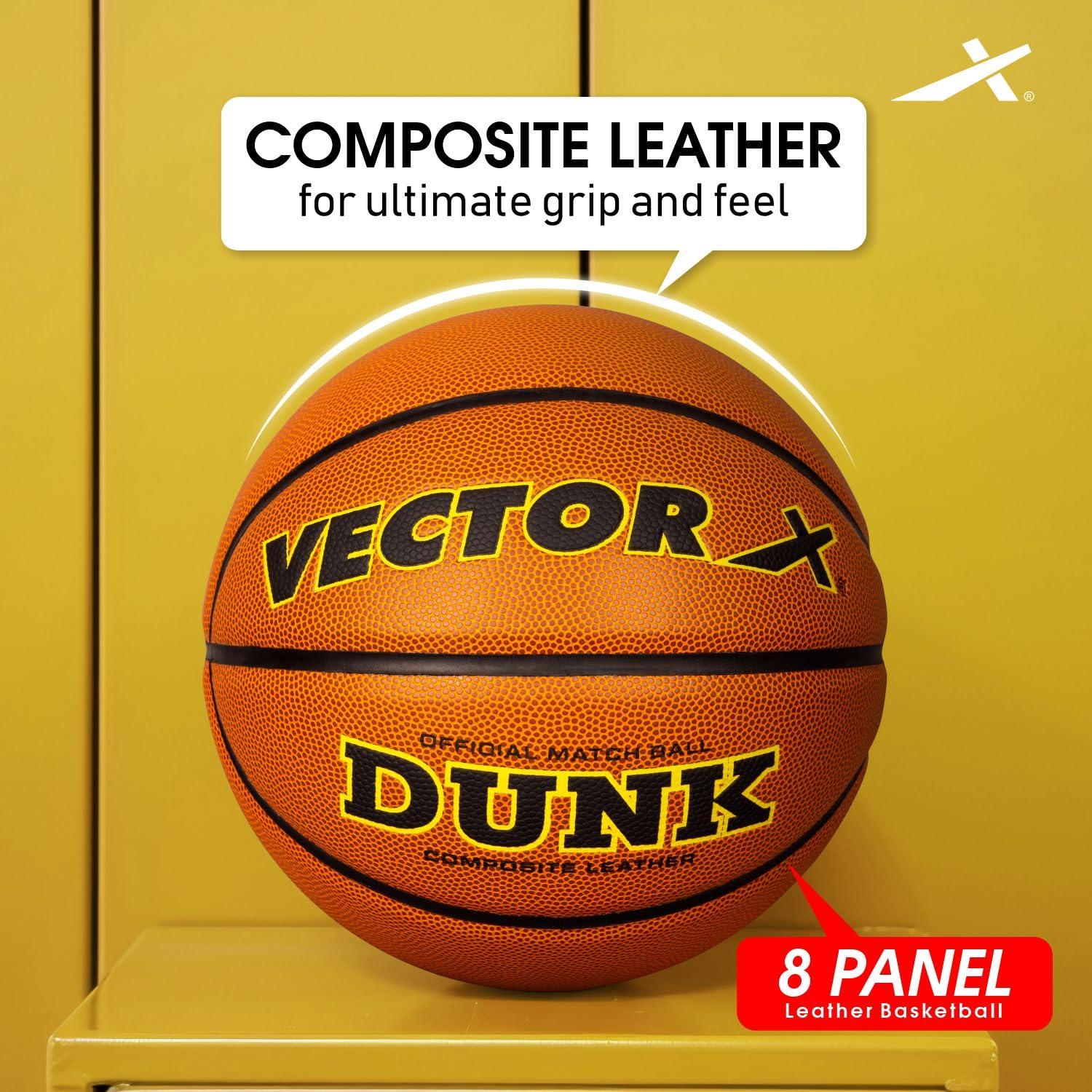 Vector X Dunk Premium PU Cover Professional Basketball with Free Air Needle for Indoor-Outdoor (Color : Brown)