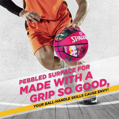 Spalding 8 Panel Marble Rubber Moulded Indoor/Outdoor Basketball with Butyl Bladder, Black, Size: 7 (Suitable for Practice/Match/Training) + Free Air Needle