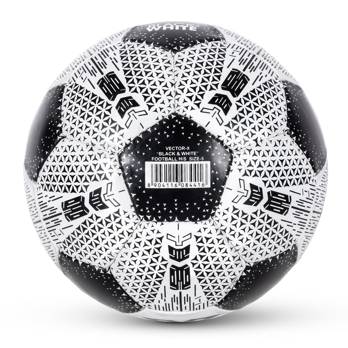 Vector X Black & White Football/Rubberized Hand Stitched Football/32 Panel/Suitable for Hard Ground Without Grass/Training Football/for Men/Women/Size - 5 (Black/White)