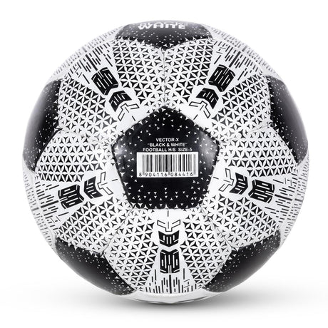 Vector X Black & White Football/Rubberized Hand Stitched Football/32 Panel/Suitable for Hard Ground Without Grass/Training Football/for Men/Women/Size - 5 (Black/White)