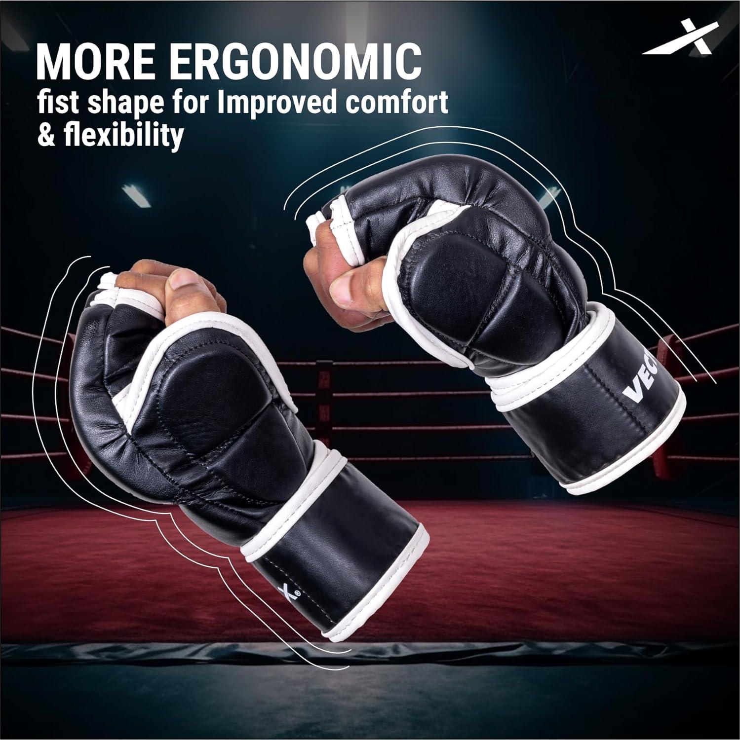 Vector X Attack MMA Black Thumb Protection Grappling Gloves