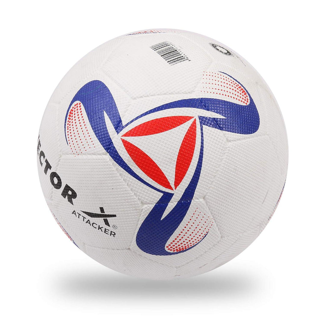 Vector X Synthetic Rubber Moulded Attacker Footballl With Pump (Size-5) (White-Blu-Red)