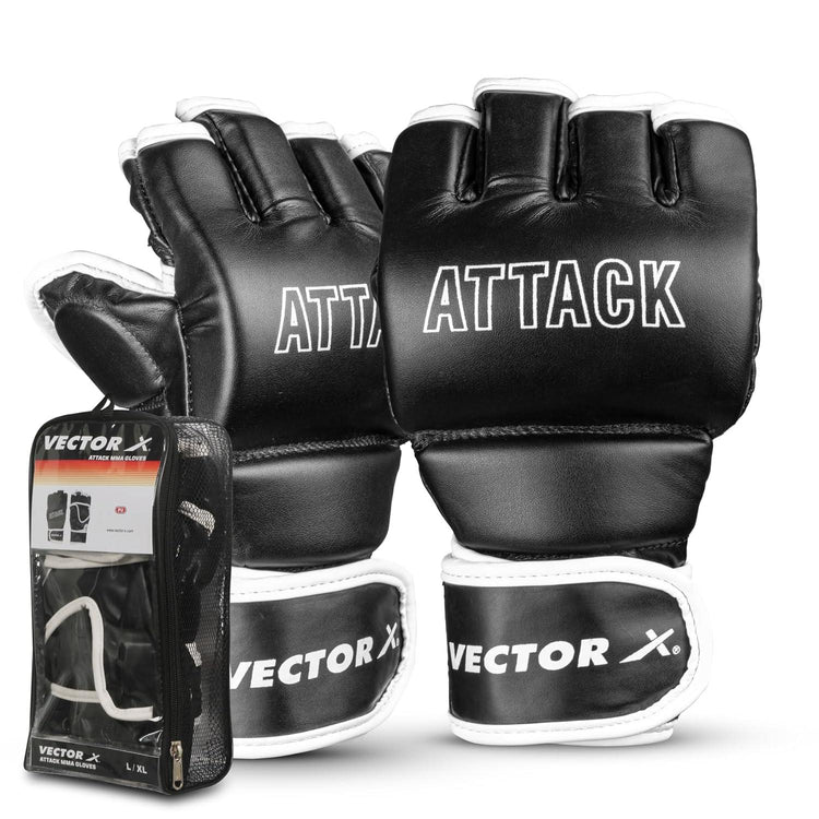 Vector X Attack MMA Black Thumb Protection Grappling Gloves