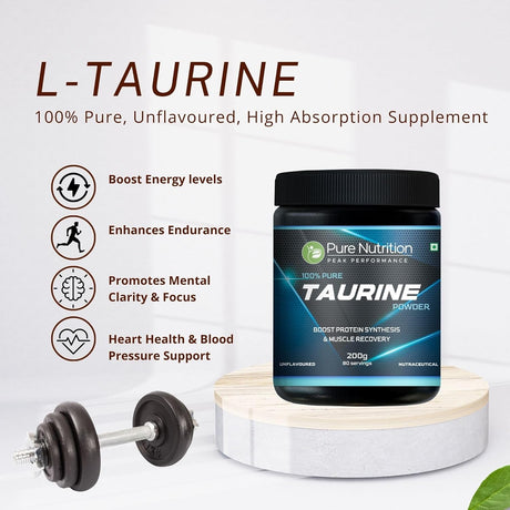 L-Taurine Powder - 200g | Amino Acid Supplement for Muscle Support and Hydration