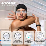 Viva Swimming Flex 3D Ergonomic Design Anti Fog & Crystal Clear View Silicone Swimming Goggle| Anti-Slip & Adjustable Straps| Case Packing (Black)