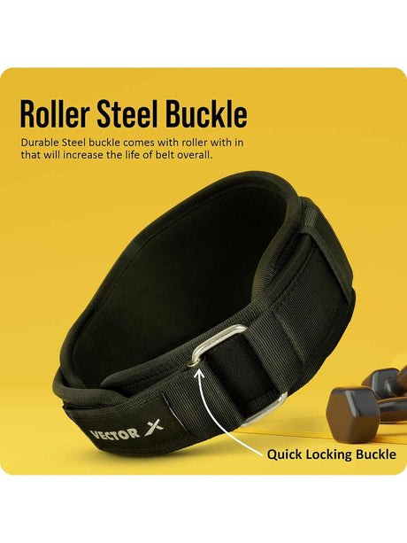 Vector X Go Fit 6 Inch Weight Lifting Gym Belt Quick Locking Gym Belt Fitness Weightlifting Belt for Squats, Weightlifting and Strength Training