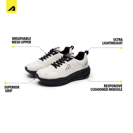 PaceX Men's Shoes- Off White Black | Boldfit