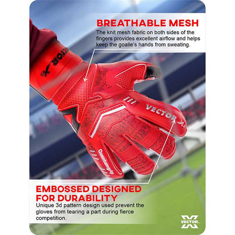 Vector X Quantum Goalkeeper Gloves, Soccer Gloves, Goalie Gloves, Breathable Football Gloves| 4mm Latex Material to Give Protection| for Kids Youth & Adult