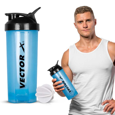 Vector X Nitro High Quality 700 ml Capacity Shaker With Strong Plastic Body Material - 0.5 PP Grade (100% BPA Free, No Toxins) Perfect for Mixing Whey Protein Powder, Smoothies and other Supplements|Gym Water Bottle with Blender Ball