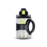 Vector X Big-G Gallon 2200 ml Plastic Water Bottle with Time Marker|Non Slip Side Handle|Strong and Adjustable Strap|Durable Top Carry Handle|Reusable Gym Sports Outdoor Large 2.2 LTR Water Jug BPA-Free, Unbreakable, Freezer Safe (Black)