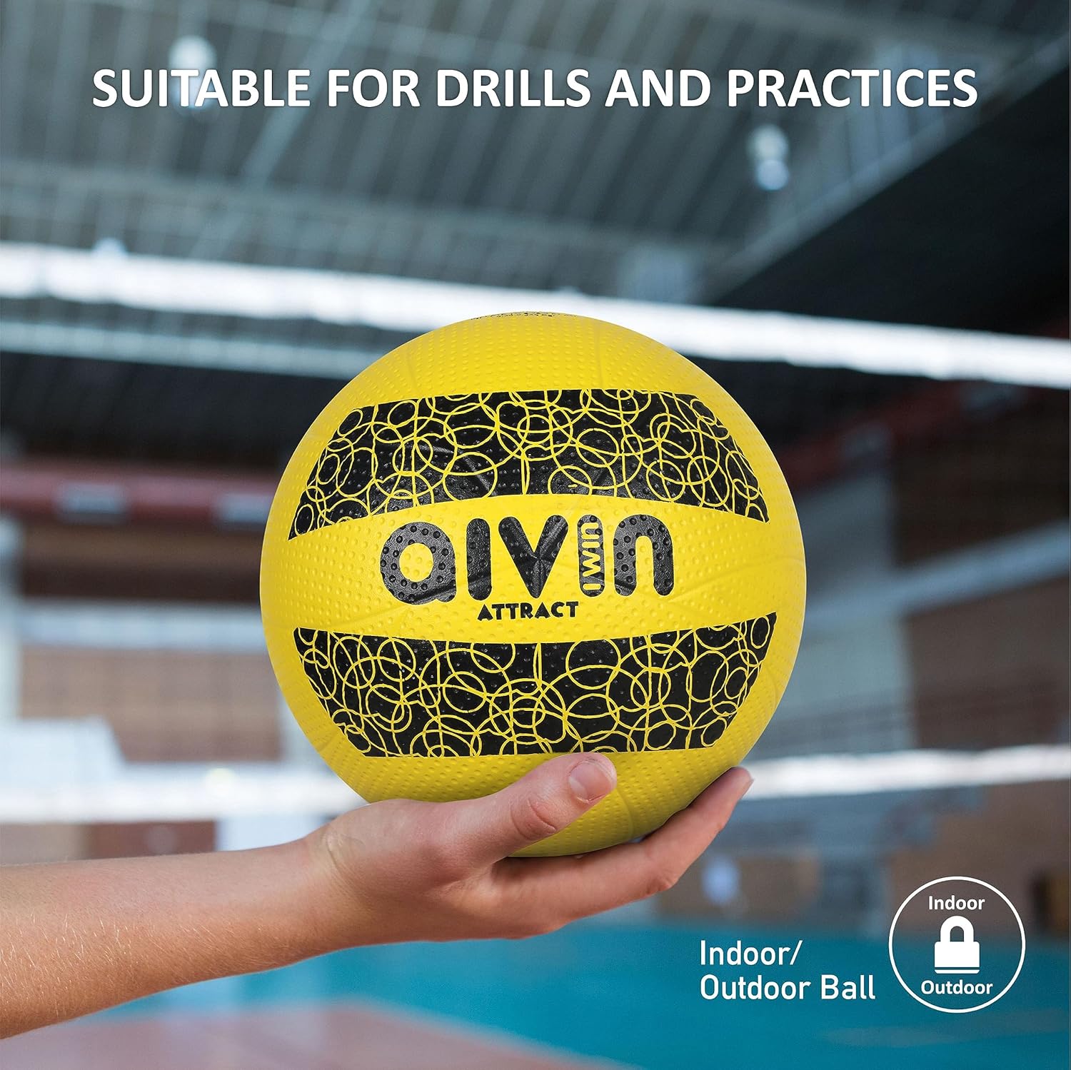 AIVIN Attract Volleyball, Volleyball Games, Match Ball, Training Ball, Indoor, Outdoor Ball, Durable for Practice, Water Resistant and Suitable for All Surface, (Yellow) Size-4