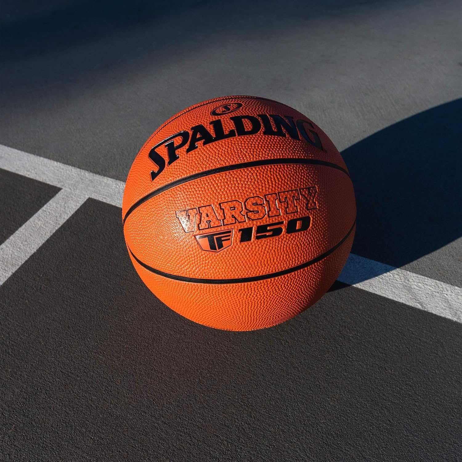 Spalding Varsity TF-150 Rubber Basketball with Free Air Needle (Size-7, Color: Orange), Pack of 1