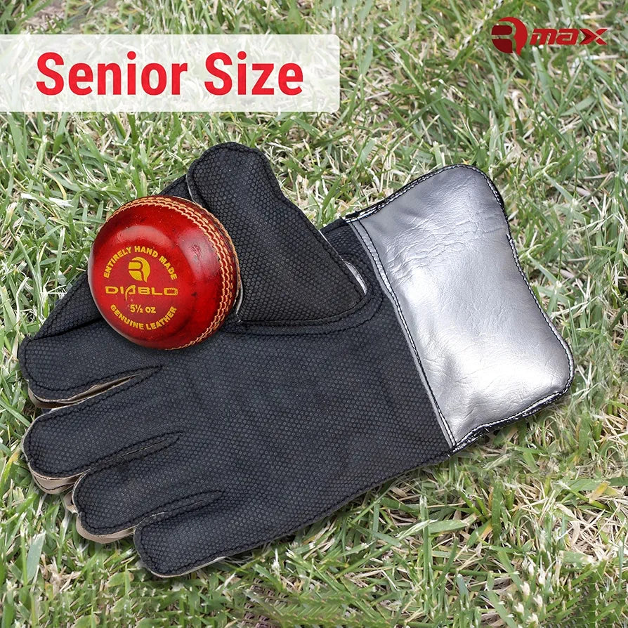 RMAX Rubber & PVC Cricket Wicket Keeping Gloves - Durable Construction, Superior Grip, High-Density Finger Protection, Ergonomic Design for Enhanced Flexibility and Comfort, 