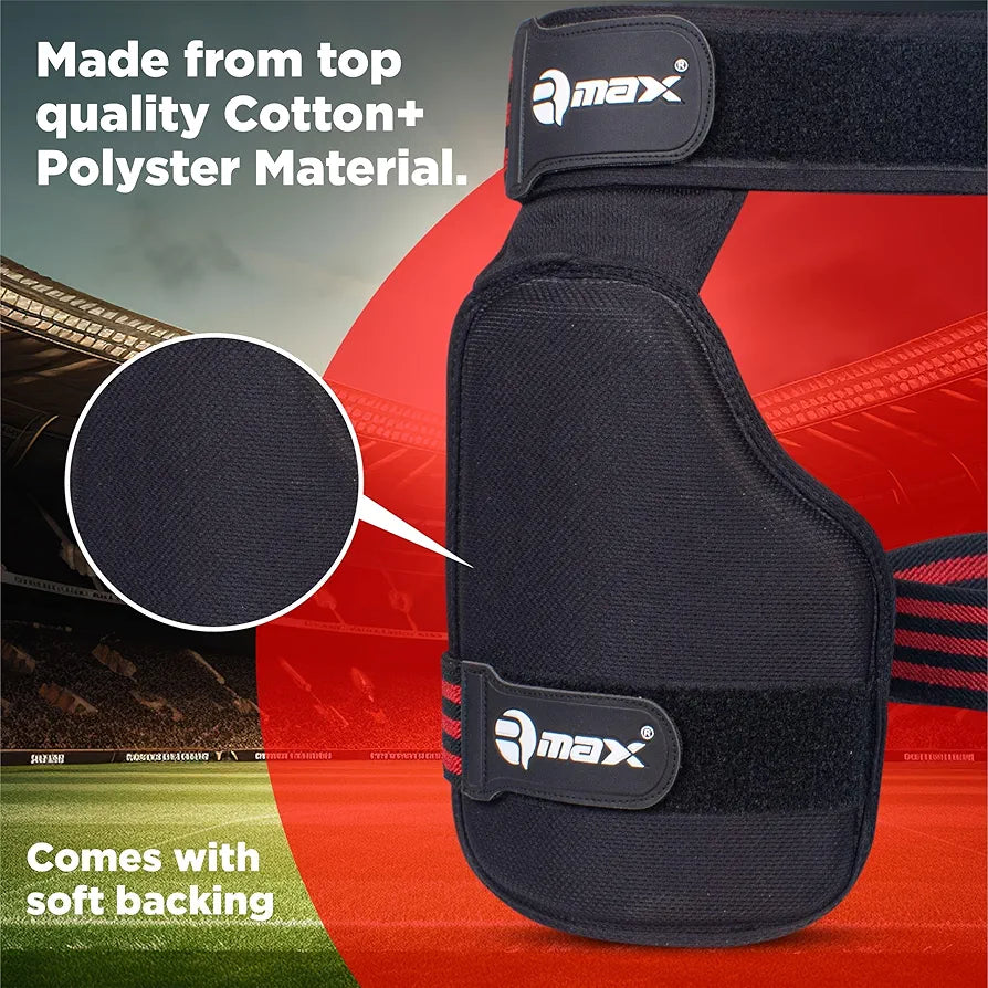 RMAX Professional-Grade Cricket Thigh Pad: Enhanced Comfort, Maximum Protection, Lightweight Design, Adjustable Straps, Sweat-Wicking Fabric, Ideal for Batsmen of All Levels 