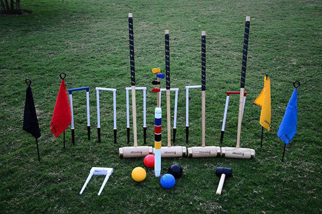 Synco Croquet Sport Elite Croquet Set 4 Player, Elite Set with Croquet Balls and Accessories (38 Inch), Perfect for Lawn, Backyard, Parks and Gardens for Fun, Party and Family Games.