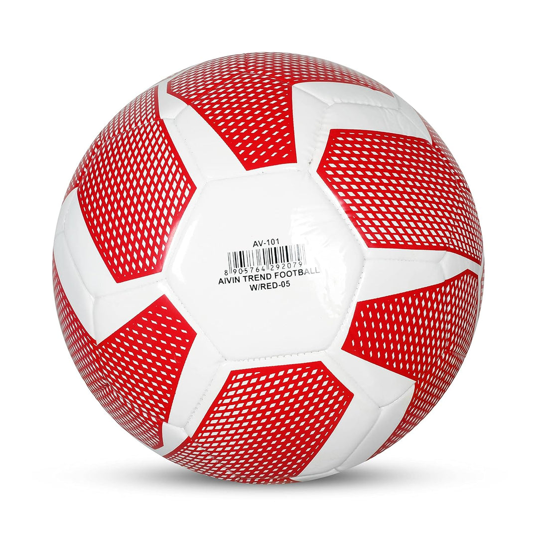 AIVIN Trend Football Machine Stitched Football Game, for Training, Match, Sports, Playing, Outdoor Ball, Durable & Water Resistance Football for Practice, 32 Panel, Size-5 (Red/White)