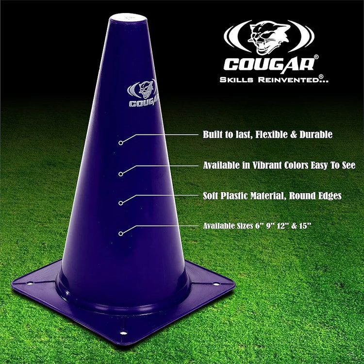 COUGAR Cone Marker, Cone Marker Set, 9 Inches Marker Cones Pack of 10 Multicolour, Space Marker, Agility Training Equipment