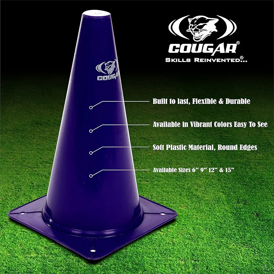 COUGAR Cone Marker, Cone Marker Set, 9 Inches Marker Cones Pack of 10 Multicolour, Space Marker, Agility Training Equipment