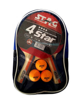 STAG GLOBAL 4 star Table Tennis Playset | 2 Racket with 3 Balls | ITTF Approved |  Complete Beginner Set
