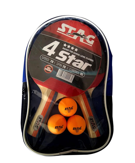 STAG GLOBAL 4 star Table Tennis Playset | 2 Racket with 3 Balls | ITTF Approved |  Complete Beginner Set