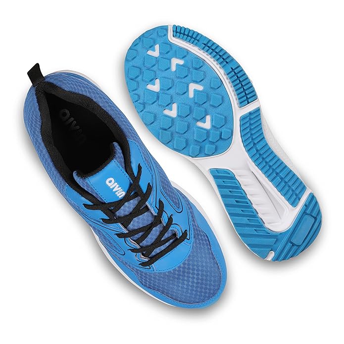 AIVIN Comfort Running Shoes for Men, Rubber Sole with Synthetic Leather Upper and mesh for Sports Best Comfort, Ultra-Lightweight, Walking, Running, Gym & Sports Shoes (Blue)
