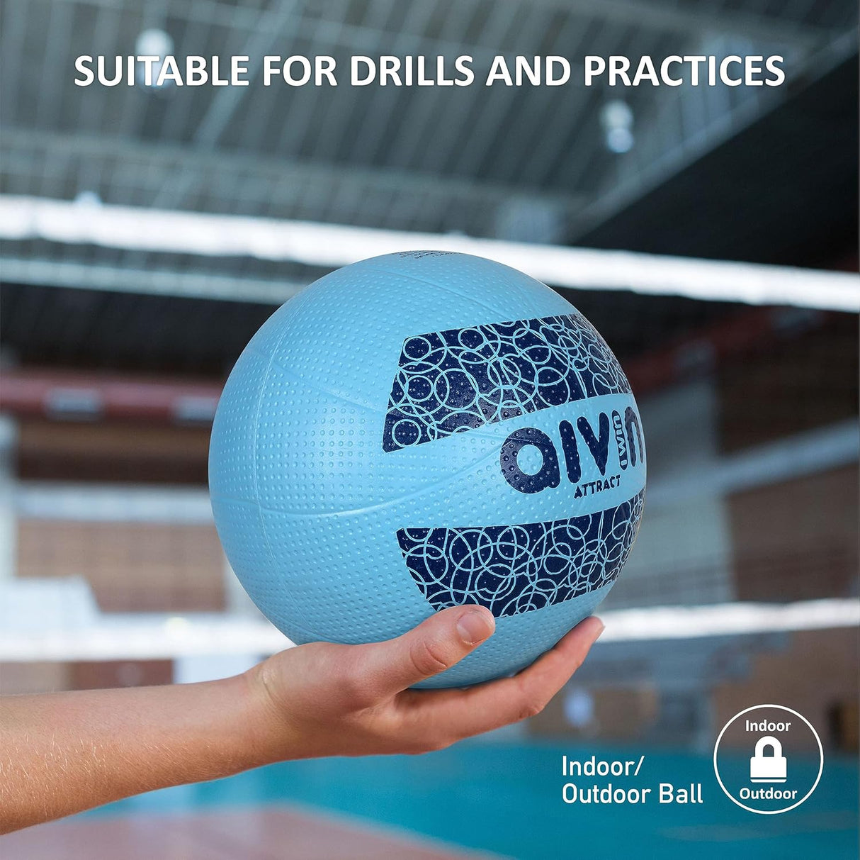 AIVIN Attract Volleyball, Volleyball Games, Match Ball, Training Ball, Indoor, Outdoor Ball, Durable for Practice, Water Resistant and Suitable for All Surface, (Sky-Blue) Size-4