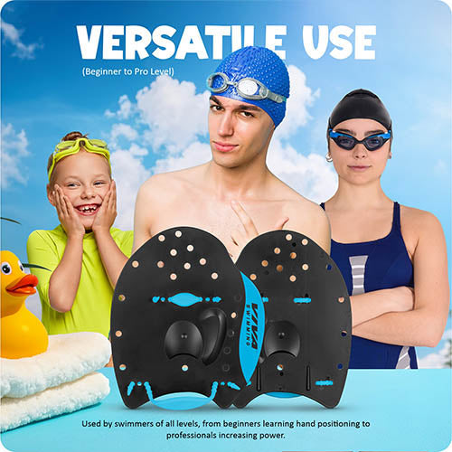 Viva Swimming HP-15 Premium Quality Hand Paddles Gloves with Adjustable Straps Water Sport Tools for Professional Swim Training Fins|Fitness Workout Gear|for Kids Men Women Children