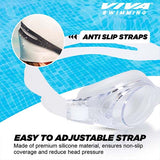 Viva Swimming Flex 3D Ergonomic Design Anti Fog & Crystal Clear View Silicone Swimming Goggle| Anti-Slip & Adjustable Straps| Case Packing (Black)