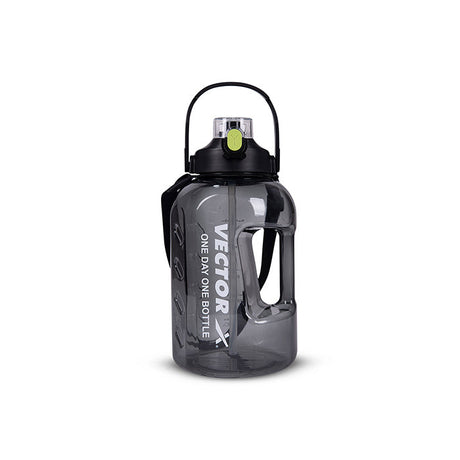 Vector X 1 Day 1 Bottle Gallon Plastic Large 3 Ltr Water Jug- with Time Marker|Non Slip Handle|Strong and Adjustable Strap|Durable Carry Handle| Reusable Gym Sports Outdoor|BPA-Free, Unbreakable, Freezer Safe (Black)