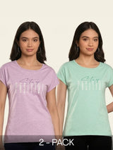 Pack Of 2 Women Yoga Tee Lavender & Sea Green