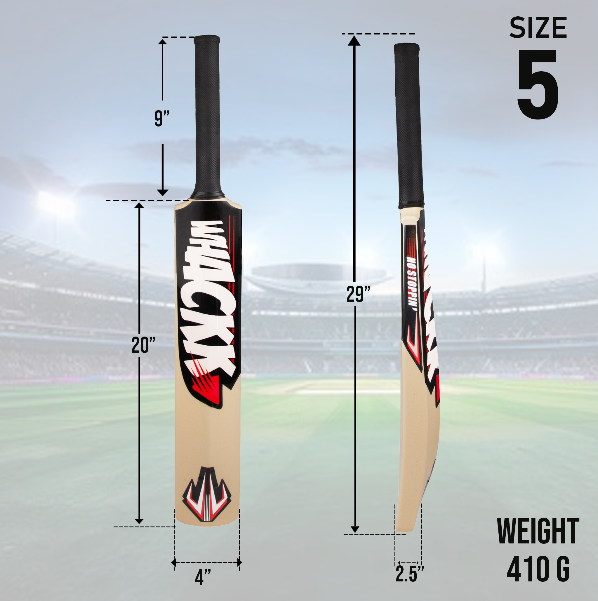 Whackk Cricket Bat Ivory Size 5 Premium Hard Plastic Fiber Tennis Cricket bat