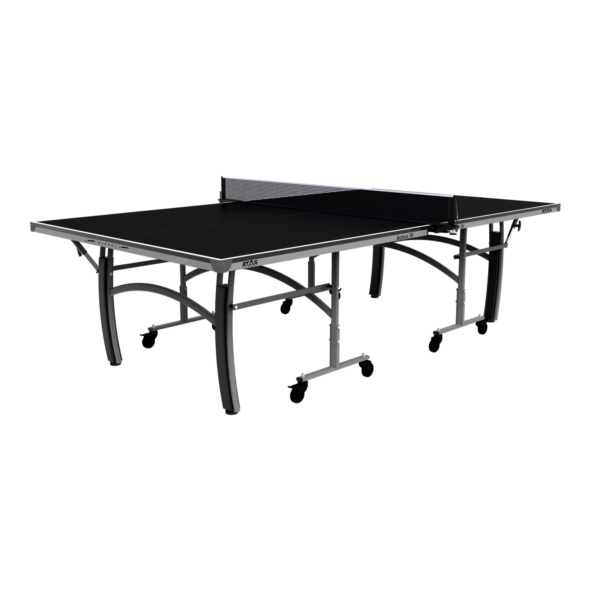 STAG GLOBAL Active Series Table Tennis Table (2025 Model) With 2 Racket, 6 Balls, Clamp Net, 1 Cover