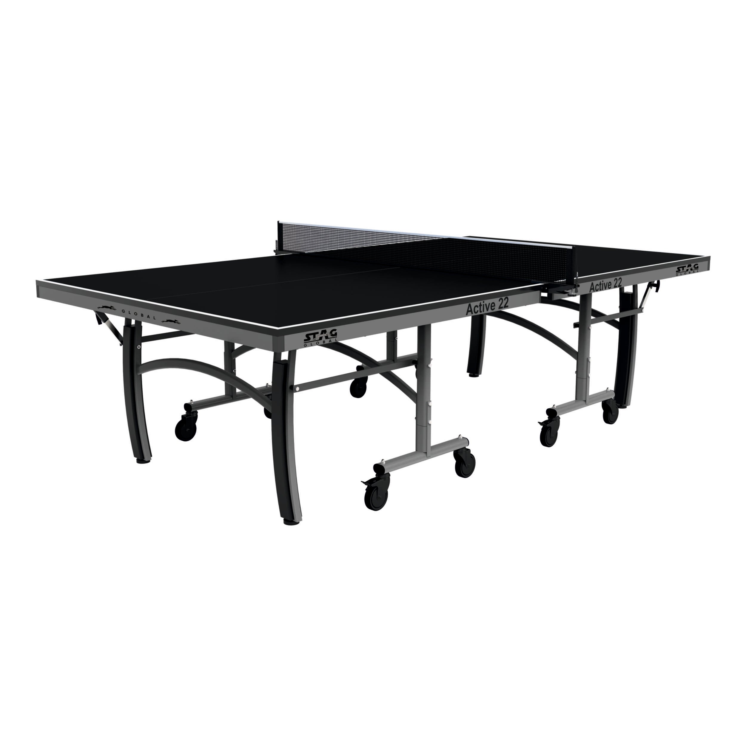 STAG GLOBAL Active Series Table Tennis Table (2025 Model) With 2 Racket, 6 Balls, Clamp Net, 1 Cover