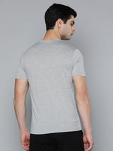 Alcis Men Grey Melange Red Typography Printed T-shirt
