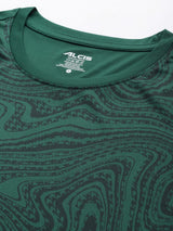 Alcis Men Green Printed Dry Tech Slim Fit T-shirt