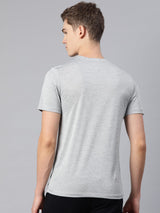Alcis Men Grey Typography Printed Dry Tech Slim Fit T-shirt
