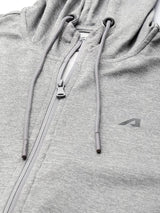Alcis Men Grey Solid Hooded Sweatshirt