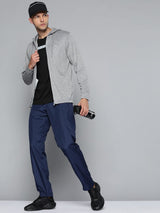 Alcis Men Grey Solid Hooded Sweatshirt