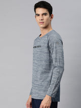 Alcis Men Brand Logo Printed Anti Static Slim Fit Grey T-shirt
