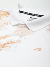 Alcis Men White Beige Printed Polo Collar Slim Fit T-shirt
