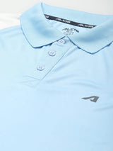 Alcis Men Blue White Polo Collar Slim Fit T-shirt