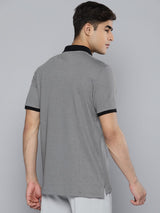 Alcis Men Grey Black Polo Collar T-shirt