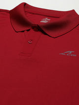 Alcis Men Maroon Solid Polo Collar Slim Fit Wonder T-shirt