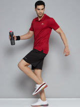 Alcis Men Maroon Solid Polo Collar Slim Fit Wonder T-shirt