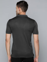 Alcis Men Charcoal Grey Polo Collar Slim Fit Wonder T-shirt