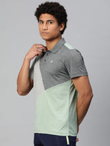 Alcis Men Colourblocked Polo Collar Anti Static Slim Fit T-shirt